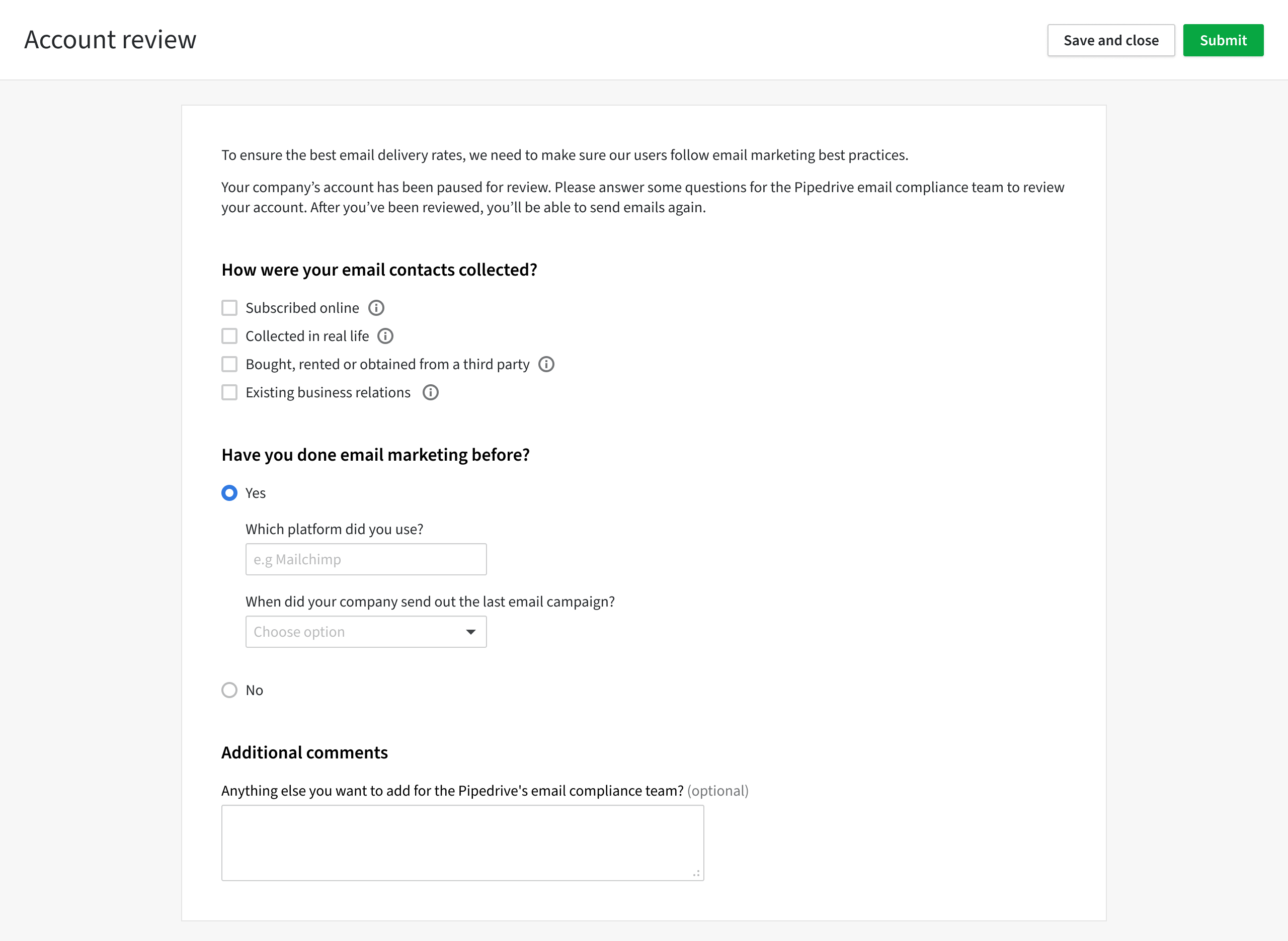 account review form