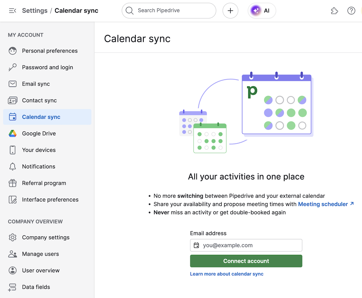 New calendar sync