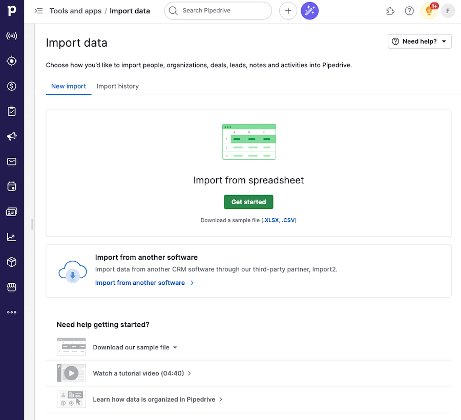 Import data from a spreadsheet