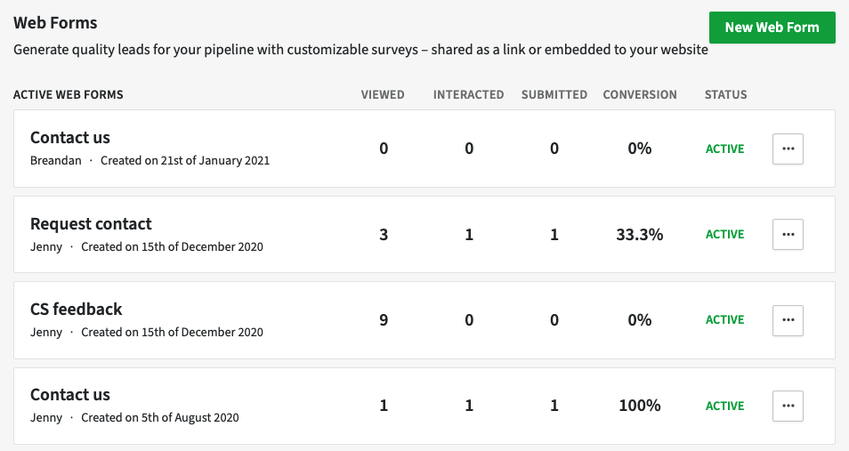 web form performance