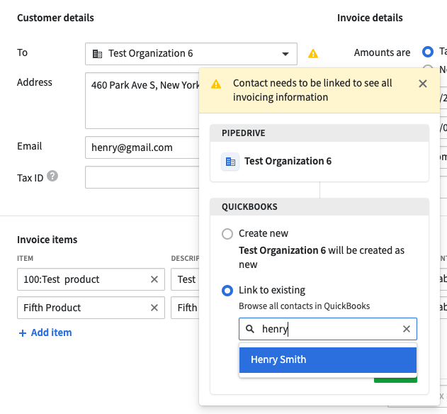 collega contatto Quickbooks