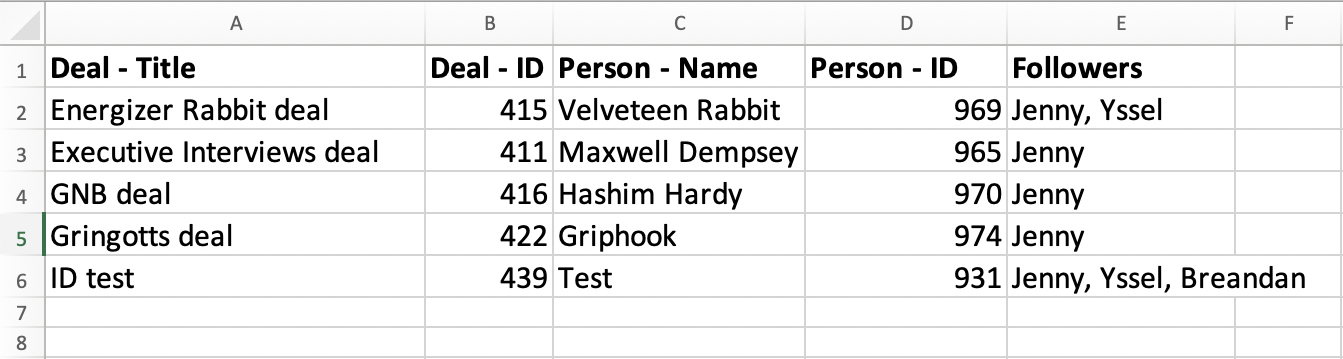 import followers spreadsheet