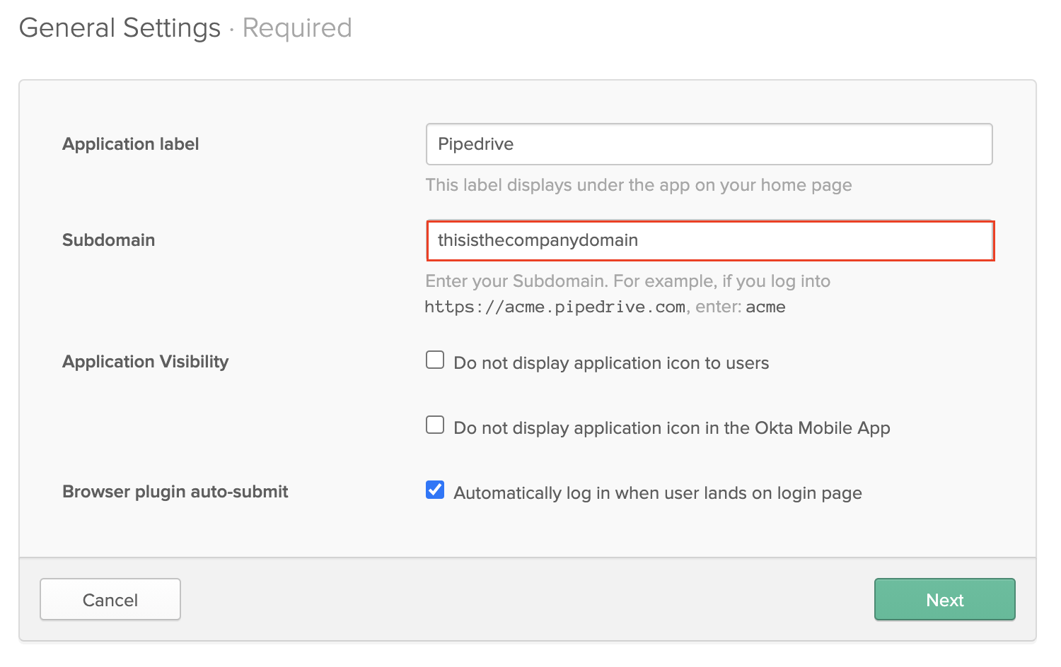 Subdomain Okta