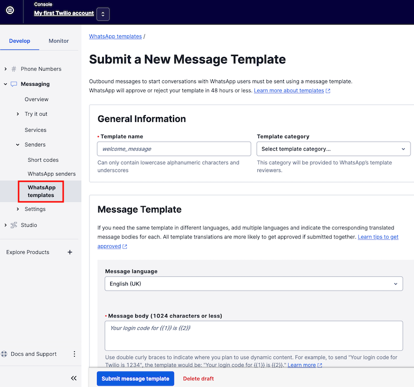 WhatsApp by Twilio integration: templates Knowledge Base Pipedrive