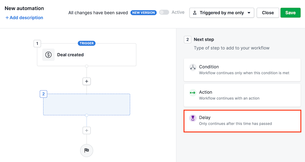 Automatizações: recurso de atraso - Knowledge Base