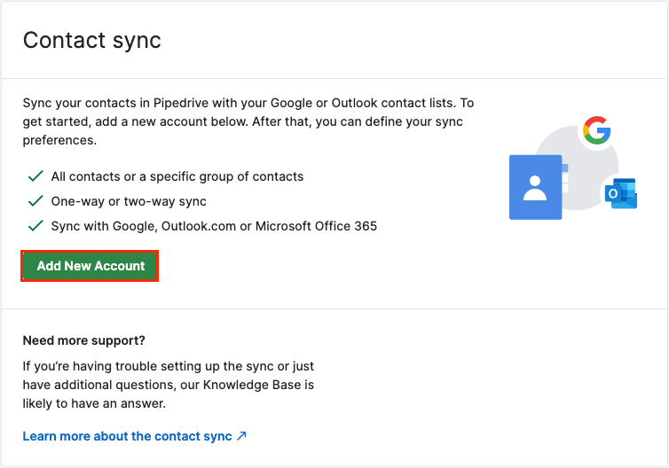 Contact sync - Knowledge Base | Pipedrive