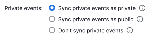 How can I control the privacy of my synced events with calendar sync