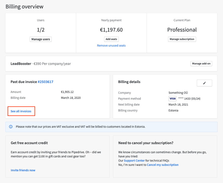 How can I view my past Pipedrive invoices? - Knowledge Base