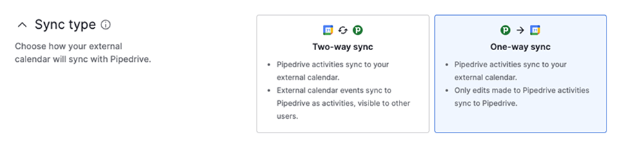 Sync type options