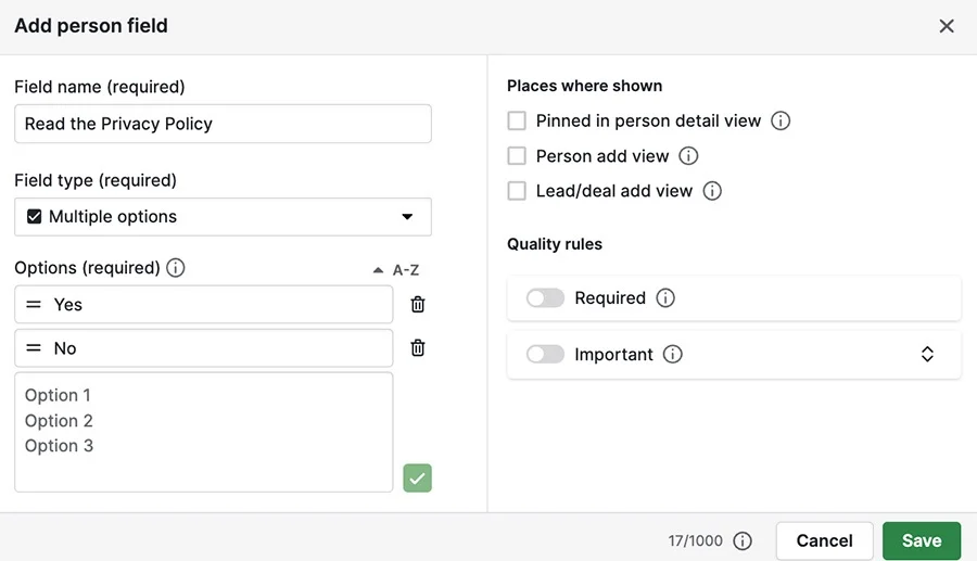 Option field